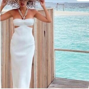 ZARA ECRU CUT OUT CHAIN DRESS LARGE